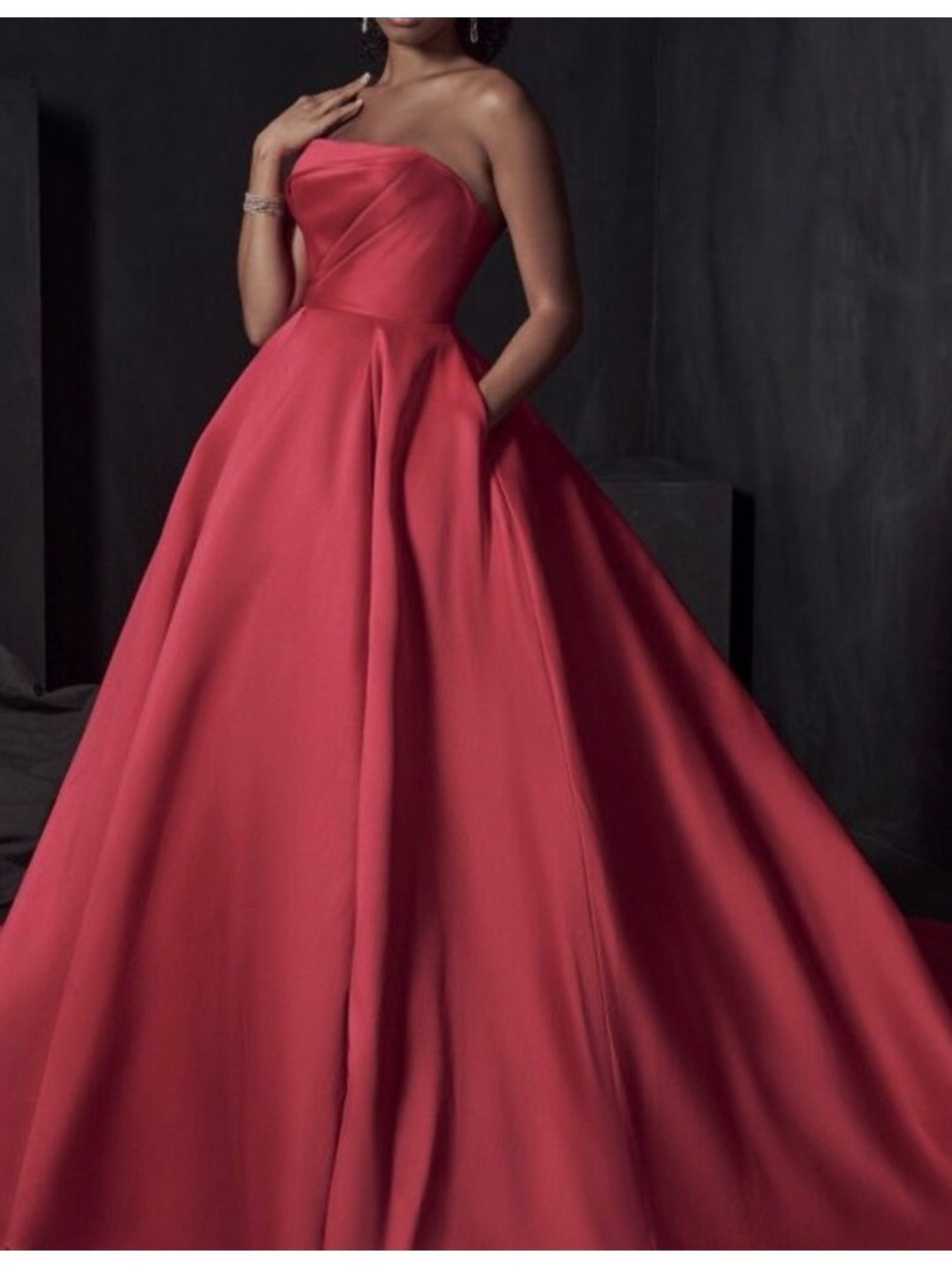 Red Strapless Ballroom Gown Dress - Maggie Sottero Alera